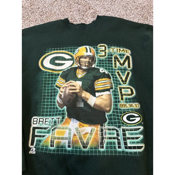 Vintage Green Bay Packers Brett Favre Pro Player Crewneck Sweater Men’s Size L - Picture 2 of 7